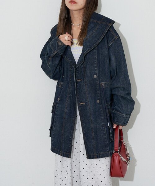 CIAOPANIC（チャオパニック）の「【ANTI WARP /アンチワープ】BIGショールカラーフィールドジャケット（ブルゾン・レディース・ピンク/ベージュ/ブルー・FREE）」の14枚目の写真