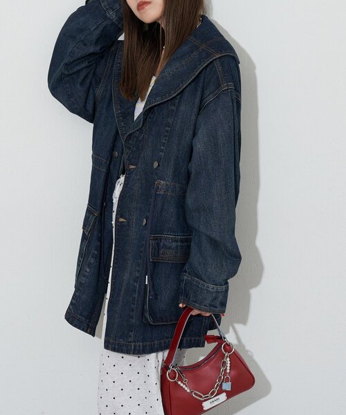 CIAOPANIC（チャオパニック）の「【ANTI WARP /アンチワープ】BIGショールカラーフィールドジャケット（ブルゾン・レディース・ピンク/ベージュ/ブルー・FREE）」の15枚目の写真