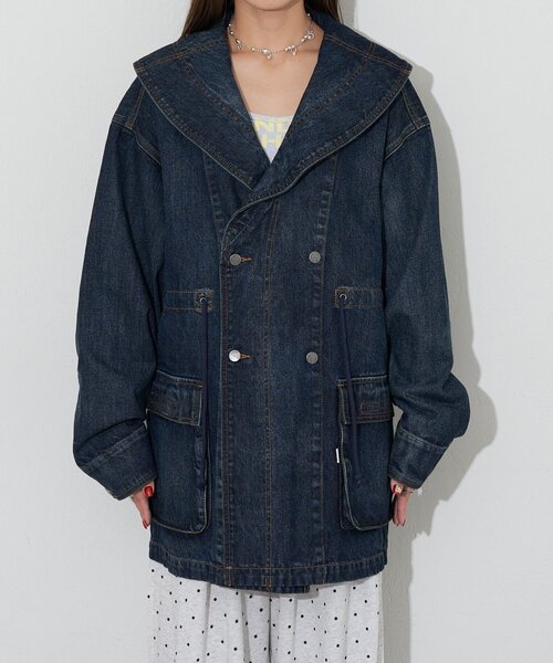 CIAOPANIC（チャオパニック）の「【ANTI WARP /アンチワープ】BIGショールカラーフィールドジャケット（ブルゾン・レディース・ピンク/ベージュ/ブルー・FREE）」の21枚目の写真