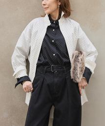 IENAドット柄長袖トップス グレー IENAドット柄長袖トップス グレー