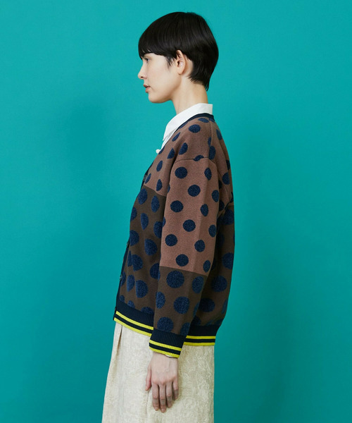 FRAPBOIS（フラボア）の「ドッツーニット カーディガン（ニット/セーター・レディース・ブラック系その他/ブラウン系その他・1/2）」の3枚目の写真