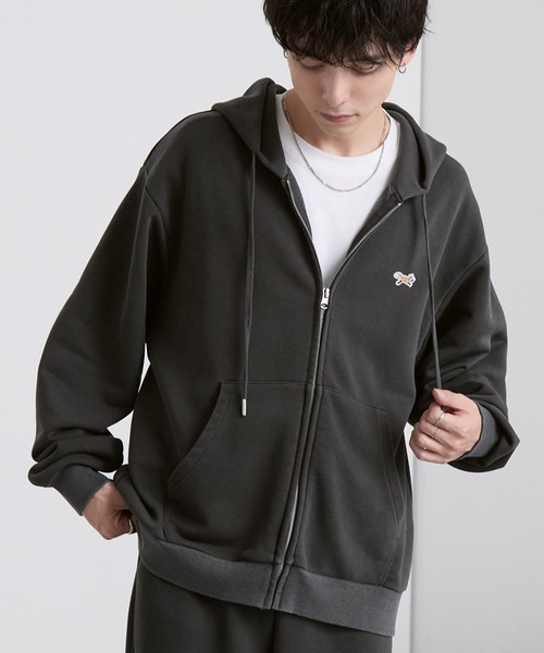 PENNEYS（ぺニーズ）の「PENNEYS/ペニーズ 別注 THE FOX ロゴ ワンポイント刺繍 ヴィンテージライク ヘビーウェイト ジップパーカー【セットアップ対応】（パーカー・メンズ・ブラウン/ブラック/グレー/カーキ/ネイビー・S/L/M）」の15枚目の写真