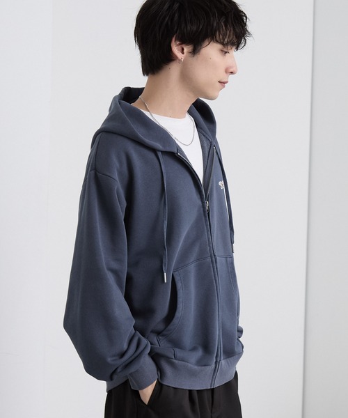 PENNEYS（ぺニーズ）の「PENNEYS/ペニーズ 別注 THE FOX ロゴ ワンポイント刺繍 ヴィンテージライク ヘビーウェイト ジップパーカー【セットアップ対応】（パーカー・メンズ・ブラウン/ブラック/グレー/カーキ/ネイビー・S/L/M）」の19枚目の写真