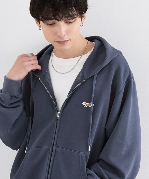 PENNEYS（ぺニーズ）の「PENNEYS/ペニーズ 別注 THE FOX ロゴ ワンポイント刺繍 ヴィンテージライク ヘビーウェイト ジップパーカー【セットアップ対応】（パーカー・メンズ・ブラウン/ブラック/グレー/カーキ/ネイビー・S/L/M）」の22枚目の写真