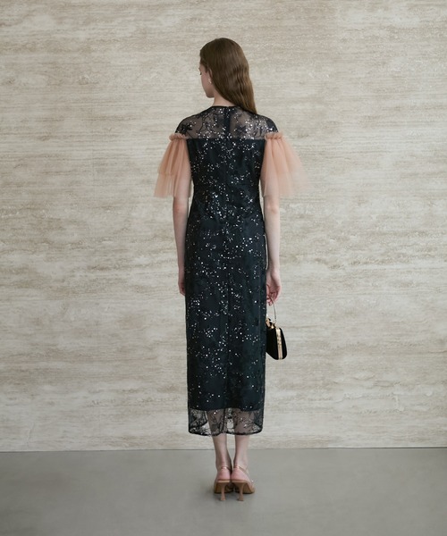 Leja(レジャ)の「【LEJA】フラワースパンコールチュールスリーブIラインドレスワンピース美脚効果結婚式 パーティードレス 成人式 二次会 同窓会 お呼ばれ オケージョン 20代 30代(ドレス・レディース・ブラック/グレー・SMALL/MEDIUM)」の9枚目の写真