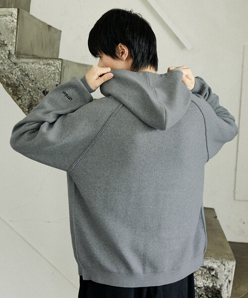 UMBRO(アンブロ)の「KNIT FULL-ZIP HOODIE/ニットフルジップフーディー/UMBRO別注(限定展開)(ニット/セーター・メンズ・ライトグレー/ブラック/ネイビー・MEDIUM/LARGE)」の8枚目の写真