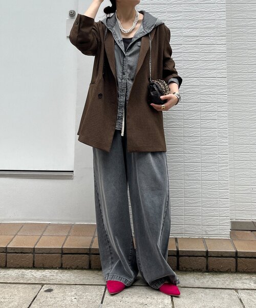 DouDou（ドゥドゥ）の「チェックダブルジャケット（テーラードジャケット・レディース・ブラウン/ブラウン系その他・FREE）」の6枚目の写真