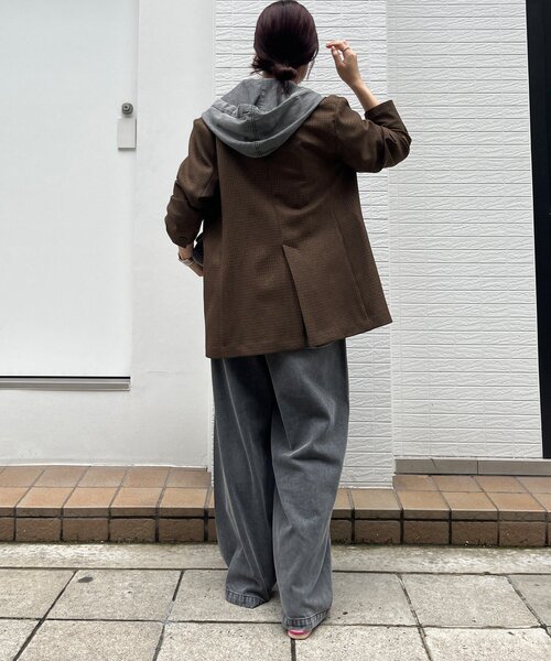 DouDou（ドゥドゥ）の「チェックダブルジャケット（テーラードジャケット・レディース・ブラウン/ブラウン系その他・FREE）」の7枚目の写真