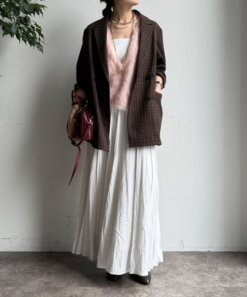 DouDou（ドゥドゥ）の「チェックダブルジャケット（テーラードジャケット・レディース・ブラウン/ブラウン系その他・FREE）」の12枚目の写真