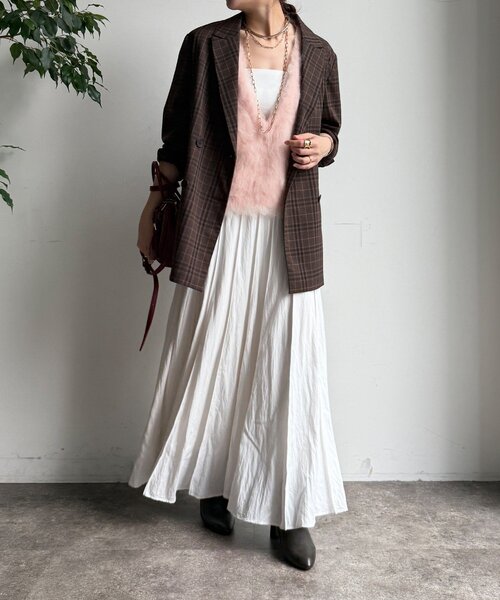 DouDou（ドゥドゥ）の「チェックダブルジャケット（テーラードジャケット・レディース・ブラウン/ブラウン系その他・FREE）」の13枚目の写真