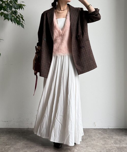 DouDou（ドゥドゥ）の「チェックダブルジャケット（テーラードジャケット・レディース・ブラウン/ブラウン系その他・FREE）」の14枚目の写真