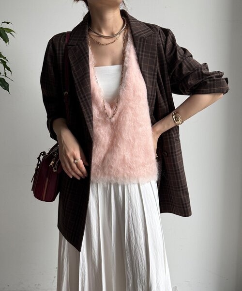 DouDou（ドゥドゥ）の「チェックダブルジャケット（テーラードジャケット・レディース・ブラウン/ブラウン系その他・FREE）」の17枚目の写真