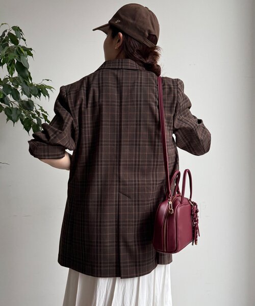 DouDou（ドゥドゥ）の「チェックダブルジャケット（テーラードジャケット・レディース・ブラウン/ブラウン系その他・FREE）」の20枚目の写真