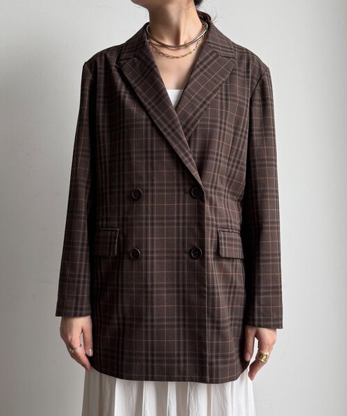 DouDou（ドゥドゥ）の「チェックダブルジャケット（テーラードジャケット・レディース・ブラウン/ブラウン系その他・FREE）」の21枚目の写真