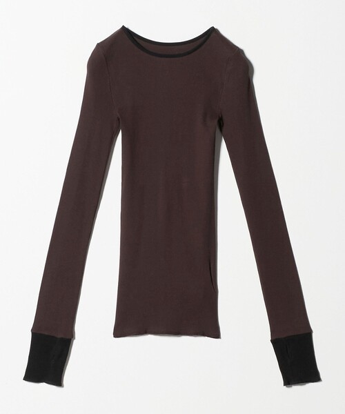 TO UNITED ARROWS（トゥーユナイテッドアローズ）の「＜TO UNITED ARROWS＞リブ ロングスリーブ カットソー（Tシャツ/カットソー・レディース・オフホワイト/ブラック/ダークブラウン・FREE）」の21枚目の写真