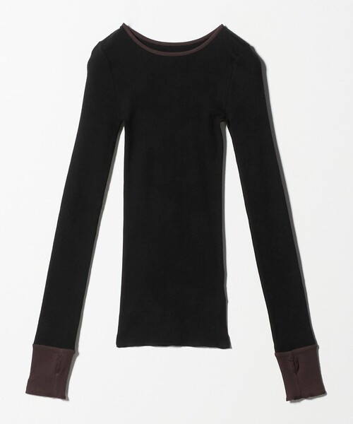 TO UNITED ARROWS（トゥーユナイテッドアローズ）の「＜TO UNITED ARROWS＞リブ ロングスリーブ カットソー（Tシャツ/カットソー・レディース・オフホワイト/ブラック/ダークブラウン・FREE）」の16枚目の写真