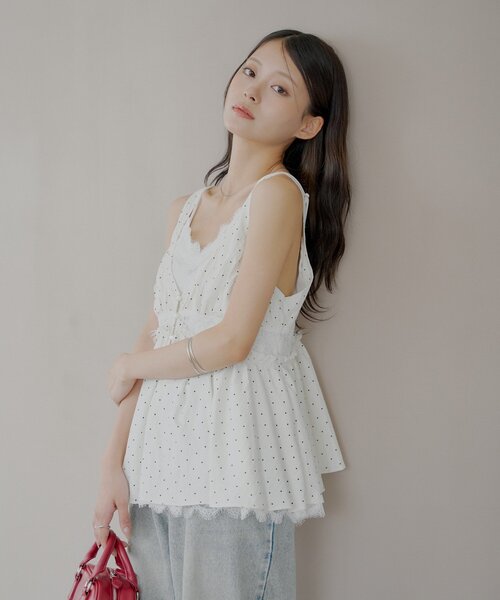 全国即完売✨ 45R❣️レインボーチャメレイオンベタッチプリントのMキャミ ADAM ET ROPÉ FEMME(アダム エ ロペ ファム) / ラメパターン