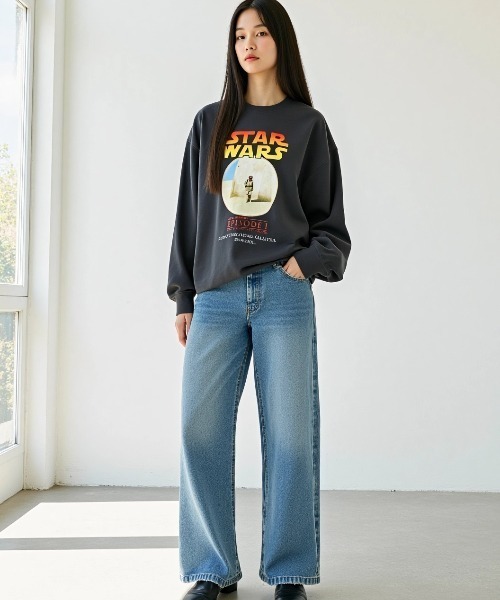 STAR WARS（スターウォーズ）の「Disney/ディズニー STAR WARS/スターウォーズ オーバーサイズ ピグメント風 ヴィンテージ加工 ポスターアート ロングスリーブTシャツ/ロンT/レディース メンズ（Tシャツ/カットソー・レディース・ブラック系その他2/ブラック系その他・LL/L/M）」の20枚目の写真