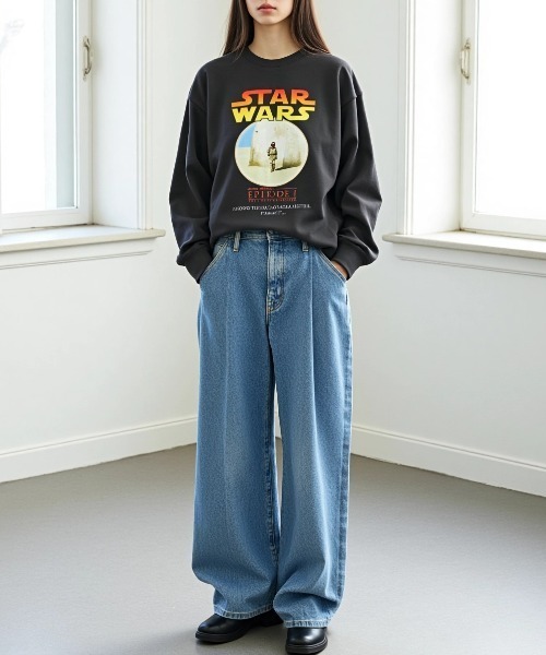 STAR WARS（スターウォーズ）の「Disney/ディズニー STAR WARS/スターウォーズ オーバーサイズ ピグメント風 ヴィンテージ加工 ポスターアート ロングスリーブTシャツ/ロンT/レディース メンズ（Tシャツ/カットソー・レディース・ブラック系その他2/ブラック系その他・LL/L/M）」の17枚目の写真