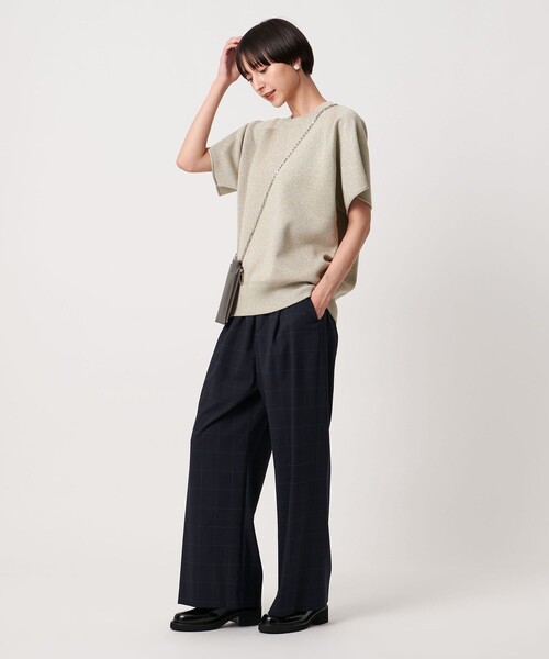 UNITED ARROWS - 【ユナイテッドアローズ】ラメ ショートスリーブ ニット　シルバー　半袖ニット UNITED ARROWS - 【ユナイテッドアローズ】ラメ ショート