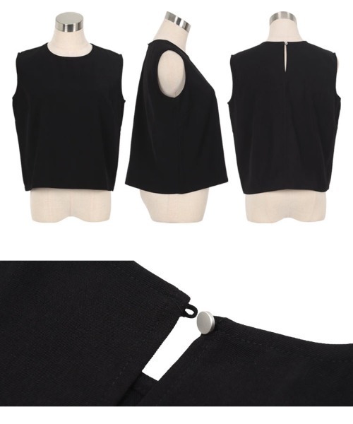 KOBE LETTUCE(コウベレタス)の「バックボタンノースリーブトップス(シャツ/ブラウス・レディース・ベージュ/チェリーレッド/グレー/アイボリー系/ブルー/ブラック・M)」の16枚目の写真