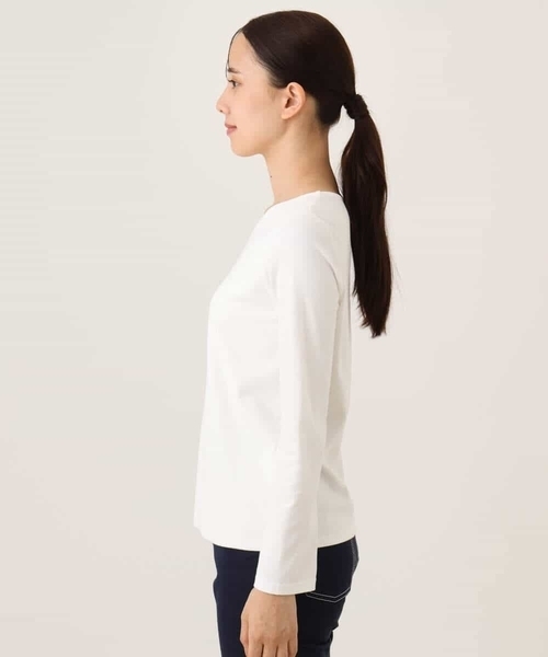 OFUON le MK（オフオンルエムケー）の「【2025AW】ハートネックコットンカットソー/洗える/WEB限定サイズあり（Tシャツ/カットソー・レディース・ホワイト/ブルー系その他・36/38）」の10枚目の写真