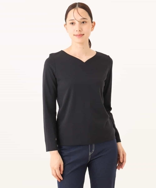 OFUON le MK（オフオンルエムケー）の「【2025AW】ハートネックコットンカットソー/洗える/WEB限定サイズあり（Tシャツ/カットソー・レディース・ホワイト/ブルー系その他・36/38）」の15枚目の写真