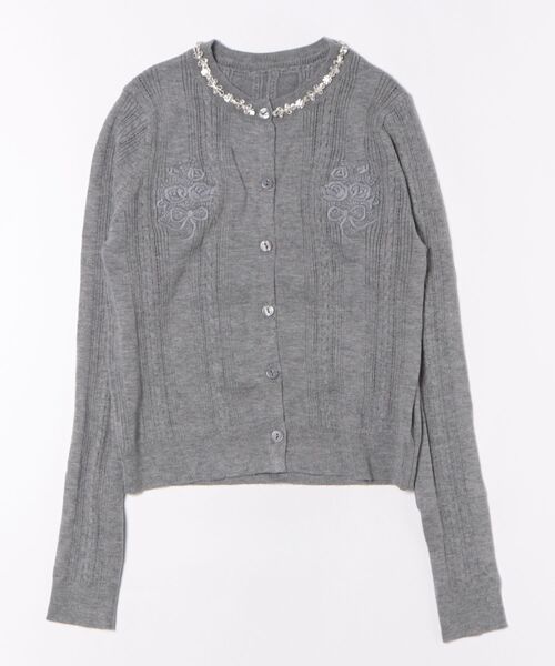 SunsetPark(サンセットパーク)の「ローズ刺繍ニットカーディガン SP25f001【SunsetPark】(カーディガン/ボレロ・レディース・グレー/アイボリー・M/L/S)」の10枚目の写真