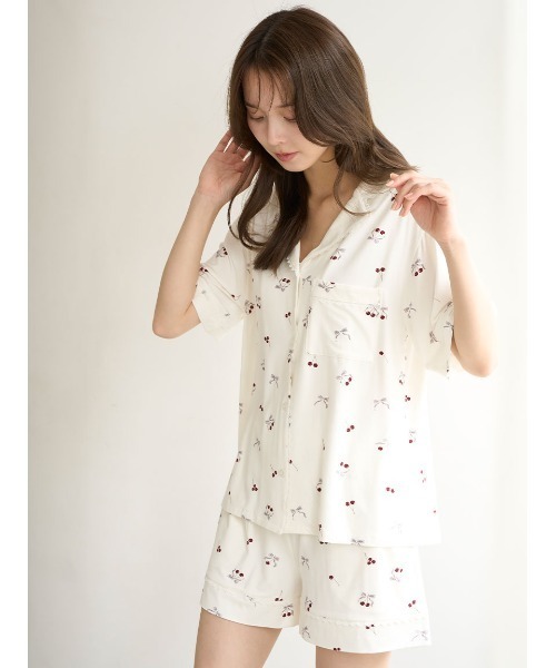 SNIDEL スナイデルホーム上下セット　新品未使用　チェリーシリーズ　接触冷感 接触冷感】チェリーシリーズロングパンツ（ルームウェア