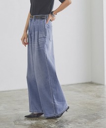 タックウエストワイドデニムパンツ
