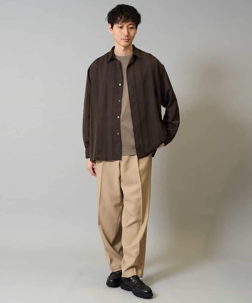 a.v.v(アーヴェヴェ)の「【イージーケア/速乾】カラミストライプワイドシルエットシャツ【洗濯機で洗える】(シャツ/ブラウス・メンズ・チャコールグレー/ブラウン・48/46/50)」の22枚目の写真