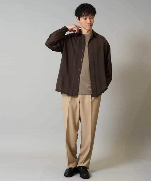 a.v.v(アーヴェヴェ)の「【イージーケア/速乾】カラミストライプワイドシルエットシャツ【洗濯機で洗える】(シャツ/ブラウス・メンズ・チャコールグレー/ブラウン・48/46/50)」の21枚目の写真
