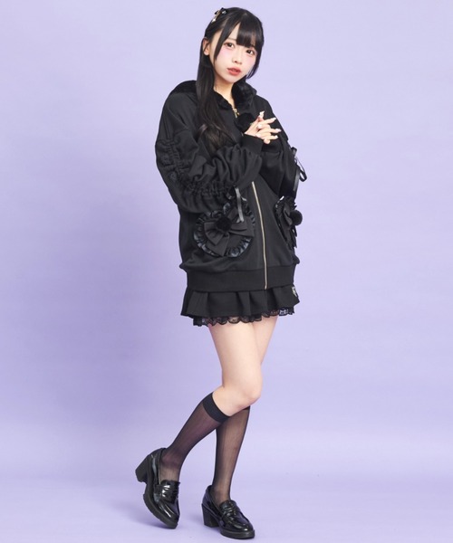 Secret Honey（シークレットハニー）の「裏毛レーススカパン（スカート・レディース・グレー/ブラック/オフホワイト・FREE）」の11枚目の写真