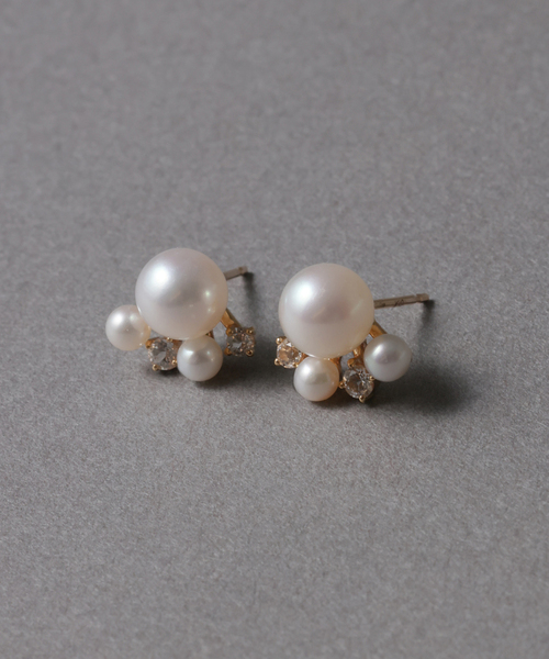 Lilas（リラ）の「6mmパール*ホワイトトパーズピアス K10（両耳）（ピアス（両耳用）・レディース・ゴールド・FREE）」の8枚目の写真