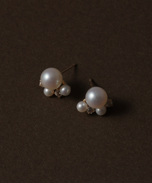 Lilas（リラ）の「6mmパール*ホワイトトパーズピアス K10（両耳）（ピアス（両耳用）・レディース・ゴールド・FREE）」の7枚目の写真