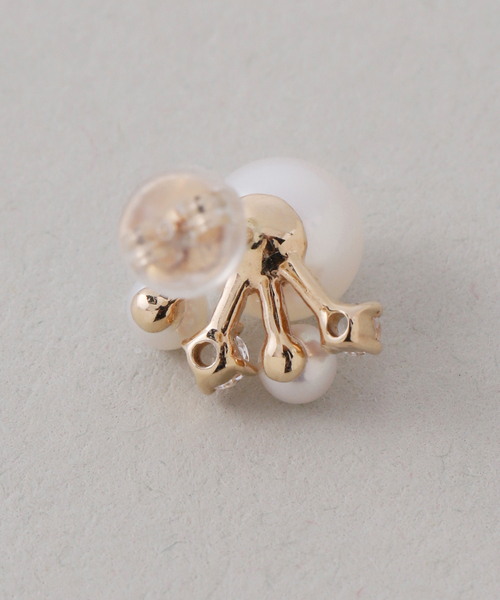 Lilas（リラ）の「6mmパール*ホワイトトパーズピアス K10（両耳）（ピアス（両耳用）・レディース・ゴールド・FREE）」の2枚目の写真