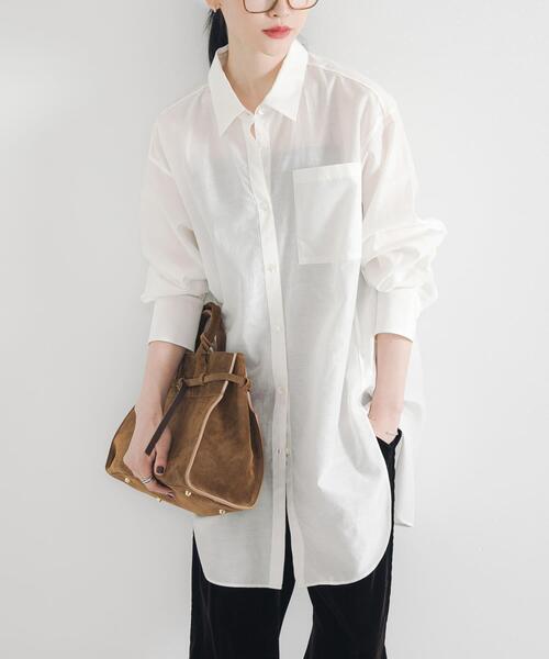セール】シルクコットンロングシャツ（シャツ/ブラウス）｜URBAN