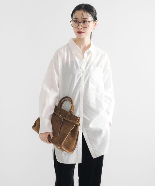 URBAN RESEARCH（アーバンリサーチ）の「シルクコットンロングシャツ（シャツ/ブラウス・レディース・オフホワイト/ストライプ・FREE）」の7枚目の写真