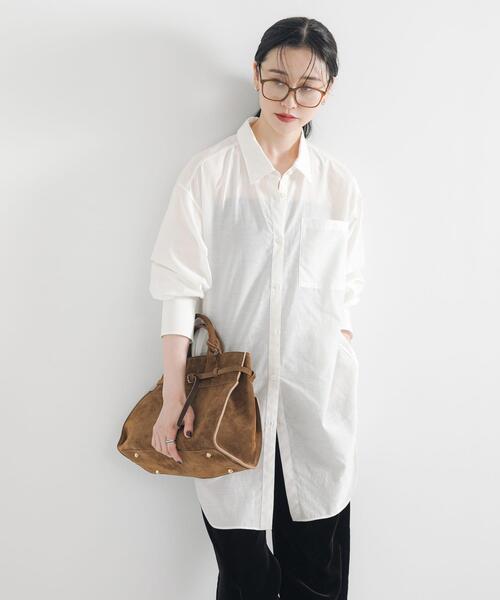 Lサイズ！ peak コットンシルクサージロングシャツ セール】シルクコットンロングシャツ（シャツ/ブラウス）｜URBAN