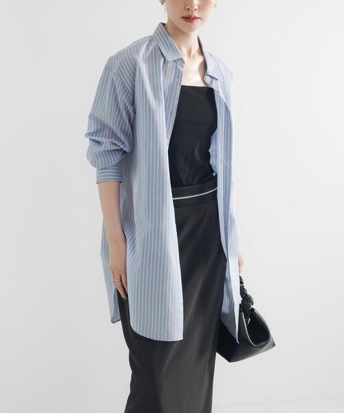 Lサイズ！ peak コットンシルクサージロングシャツ セール】シルクコットンロングシャツ（シャツ/ブラウス）｜URBAN