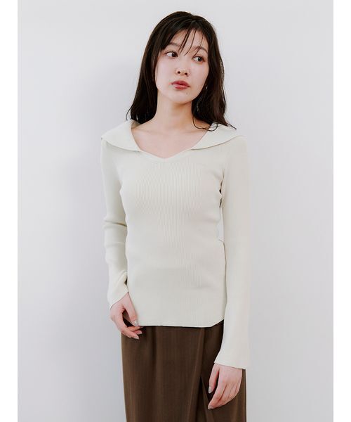 SNIDEL（スナイデル）の「オフショル衿ニットプルオーバー（ニット/セーター・レディース・ブラック/アイボリー/ミント・F）」の9枚目の写真