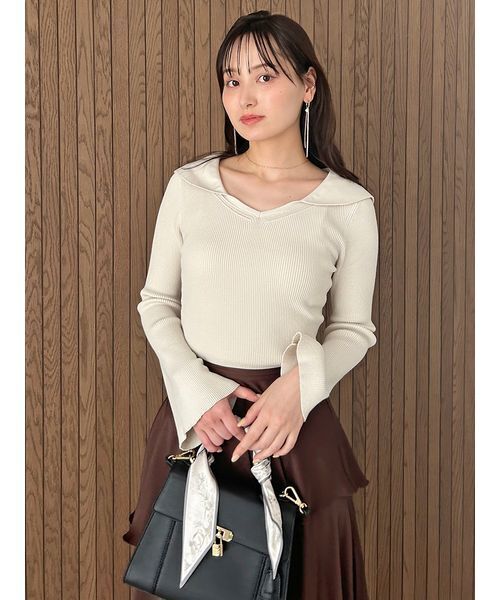 スナイデル　SNIDEL オフショル衿ニットプルオーバー オフショル衿ニットプルオーバー（ニット/セーター）｜SNIDEL