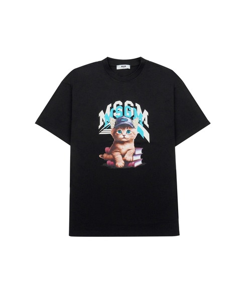 MSGM KIDS(エムエスジーエムキッズ)の「MSGM KIDS CAT グラフィック Tシャツ(Tシャツ/カットソー・キッズ・ブラック/クリーム・8/12/14)」の2枚目の写真