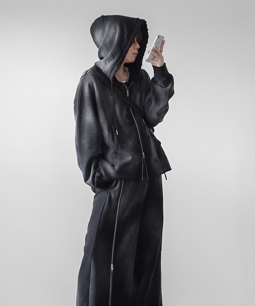 セール】【ELLUV/エルヴ】ヴィンテージフェード＆ダメージ加工 ジップ