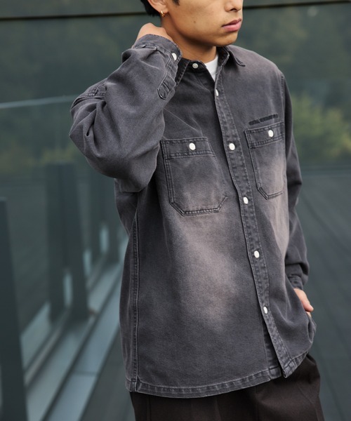 BEAMS HEART(ビームスハート)の「GMS フェード デニム カバーオールシャツ【ユニセックス】(シャツ/ブラウス・メンズ・ブラウン/ブラック・LARGE/MEDIUM/SMALL)」の1枚目の写真