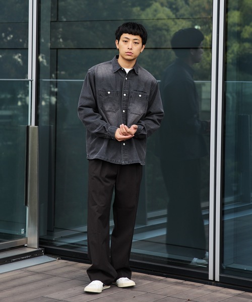 BEAMS HEART(ビームスハート)の「GMS フェード デニム カバーオールシャツ【ユニセックス】(シャツ/ブラウス・メンズ・ブラウン/ブラック・LARGE/MEDIUM/SMALL)」の18枚目の写真