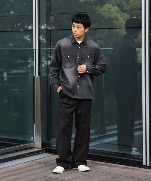 BEAMS HEART(ビームスハート)の「GMS フェード デニム カバーオールシャツ【ユニセックス】(シャツ/ブラウス・メンズ・ブラウン/ブラック・LARGE/MEDIUM/SMALL)」の19枚目の写真