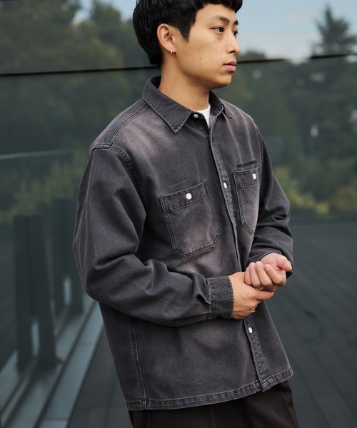 BEAMS HEART(ビームスハート)の「GMS フェード デニム カバーオールシャツ【ユニセックス】(シャツ/ブラウス・メンズ・ブラウン/ブラック・LARGE/MEDIUM/SMALL)」の21枚目の写真