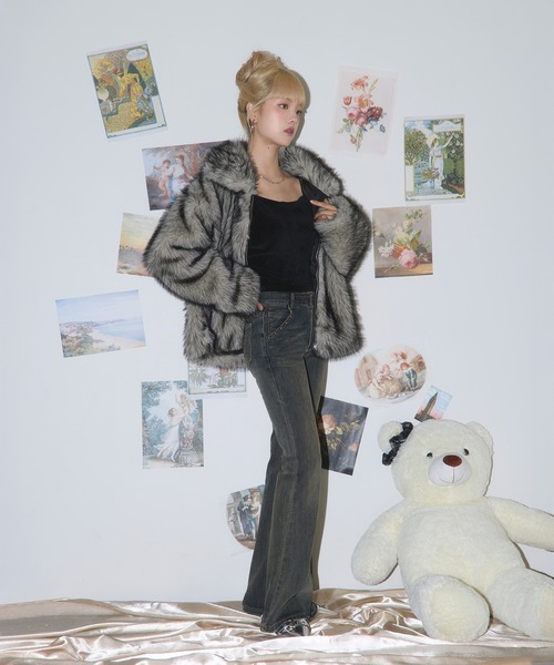 ミックスカラーフェイクファーブルゾン（ブルゾン）｜MSGirl（エムエス