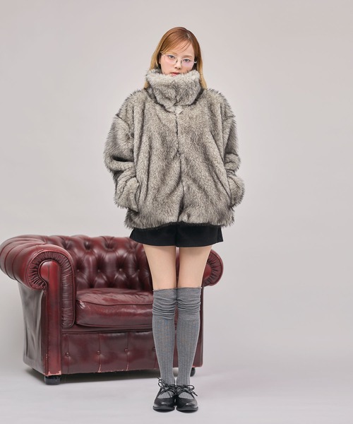 MSGirl(エムエスジーガール)の「ミックスカラーフェイクファーブルゾン(ブルゾン・レディース・グレー/ブラウン/チャコール/ブラック/ピンク/ブラウン系・F)」の7枚目の写真